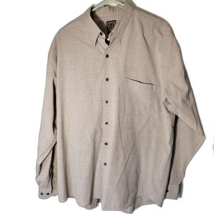 Bruno B Italy XL Men’s Dress Shirt Cream Light Gray Stripes Classic Button-Down